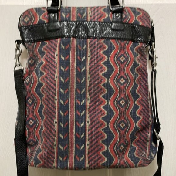 Volcom Destination Tote Blue & Red Geometric Design Crossbody Bag - Picture 7 of 16